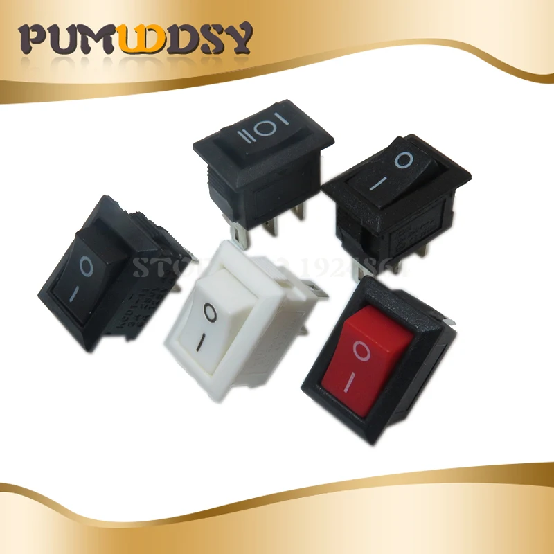 10 шт. кнопочный переключатель 10x15 мм SPST 2Pin 3pin 3A 250V KCD11 оснастка вкл/Выкл Лодка кулисный переключатель 10 мм* 15 мм черный красный и белый