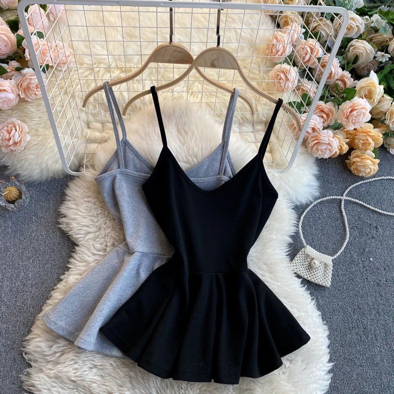 

Топ без рукавов для женщин сезон: весна-лето 2021 Новое набивное платье на бретелях женственные без бретелек тонкая талия Модные топы на брете...