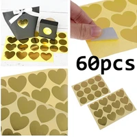 60pcs sealing handmade golden heart gold cake candy packaging label sticker baking diy gift party stickers
