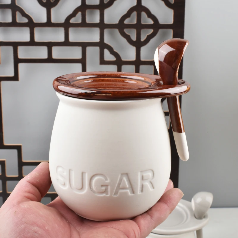 

Little Smellproof Kitchen Organizer Lids Crafts Sugar Coffee Ceramic Seasoning Jars Creative Tarros Cocina Home Storage GTJ50