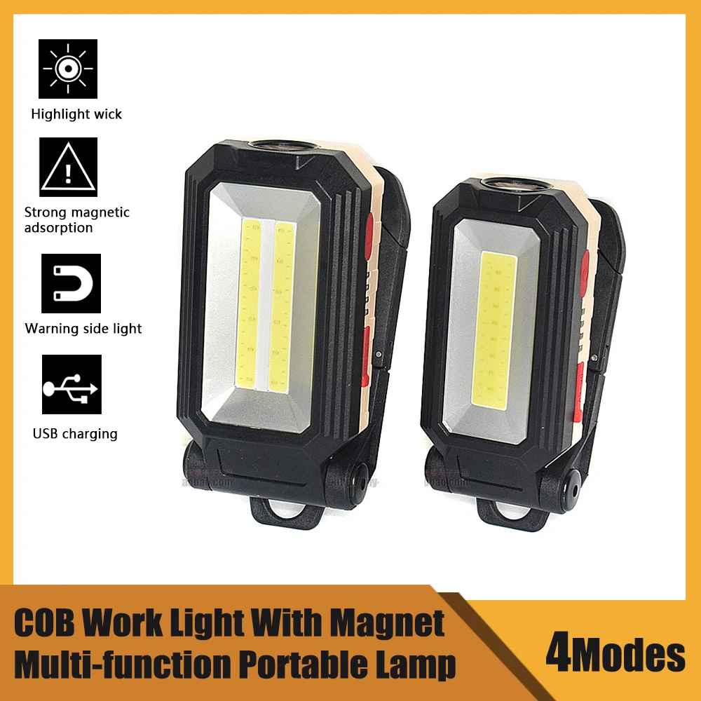 

COB work light USB charging with magnet multi-function inspection light portable led flashlight
