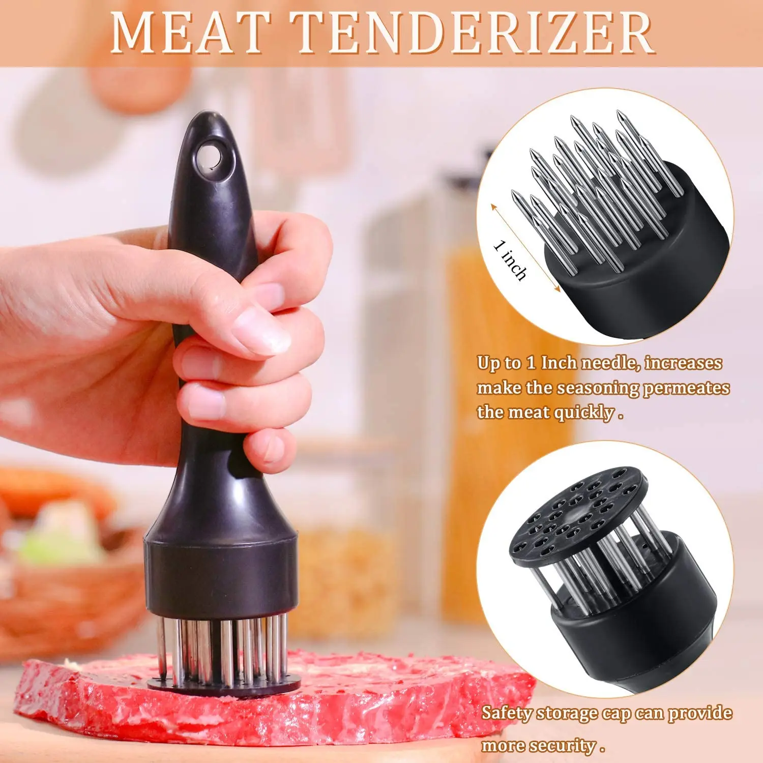 Набор для мяса Tenderizer двухсторонний молоток мясовой из нержавеющей стали игла и 2