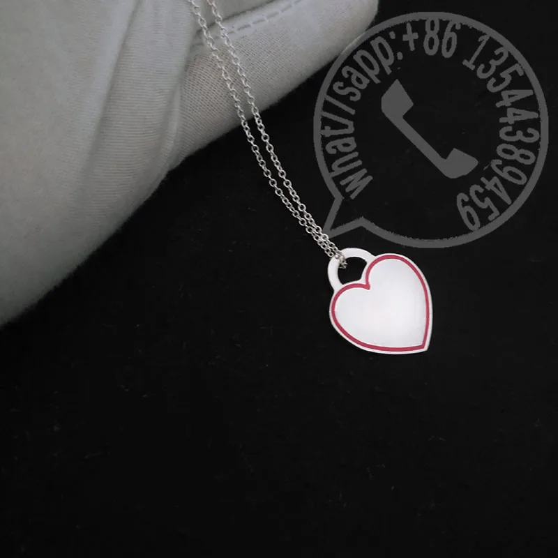 

Original High Quality S925 Sterling Silver Classic Charm Enamel Heart-Shaped Necklace For Women Luxury Brand Jewelry Fine Gift