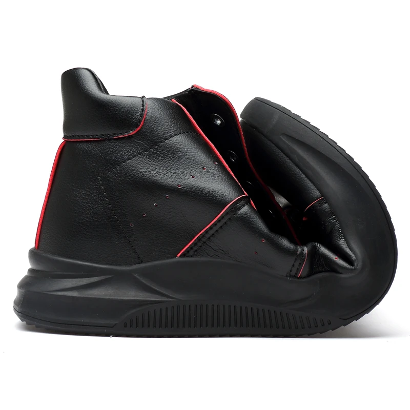 

2019 autumn winter fashion men's shoes casual black leather male flats sneakers high top lace up shoe man platform shoes for men