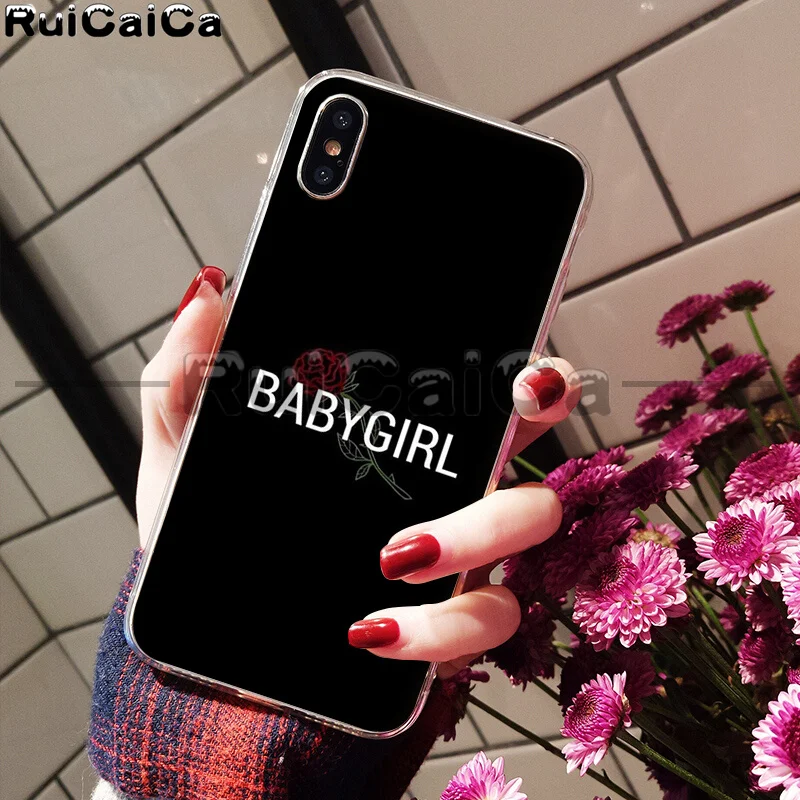 RuiCaiCa Babe babygirl honey line Text art Smart Cover мягкий чехол для телефона Apple iPhone 8 7 6S Plus X XS MAX 5 5S SE XR