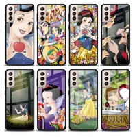 princess snow white tempered glass cover for samsung galaxy s21 plus ultra m21 m31 m51 a52 a72 phone case coque