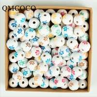 20pcs colorful maple leaf wooden round beads diy custom decorations fashion crafts baby kid toys jewelry bracelet accessories