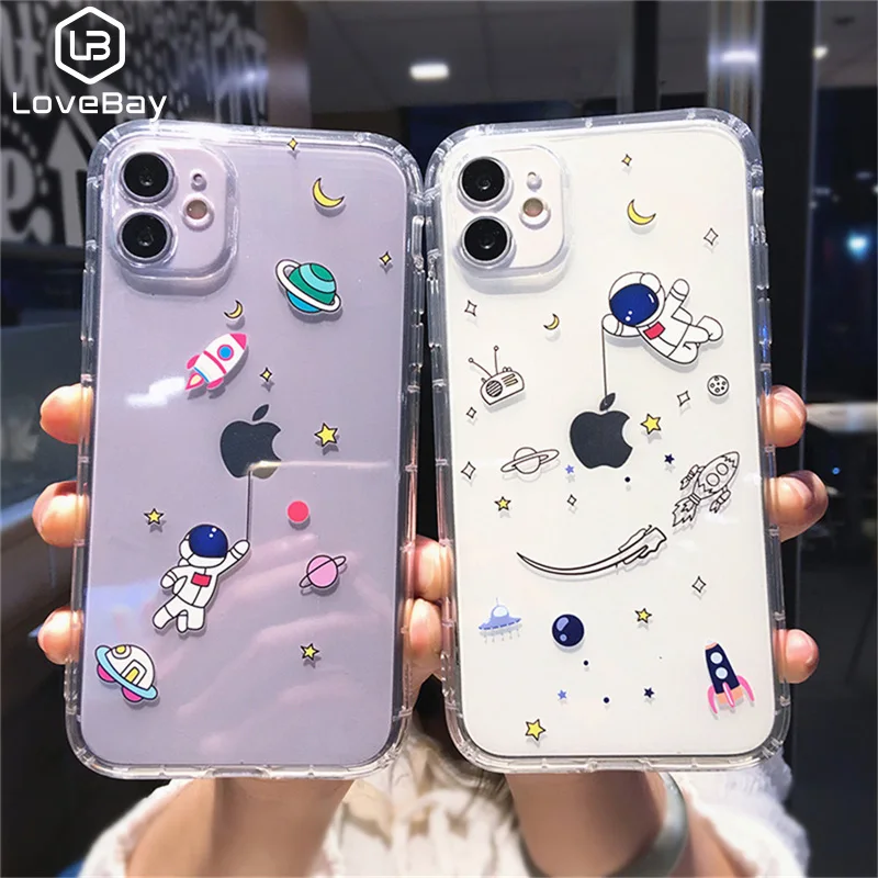 

Lovebay Creative Astronaut Case For iPhone 13 12 11 Pro Max XR XS Max X 7 8 Plus 12 13 Cute Transparent Shockproof Back Cover