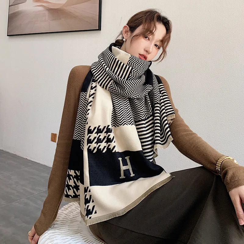 

Осенне-зимняя новая женская шаль с принтом, Женская универсальная шаль оверсайз, женские толстые дорожные пледы