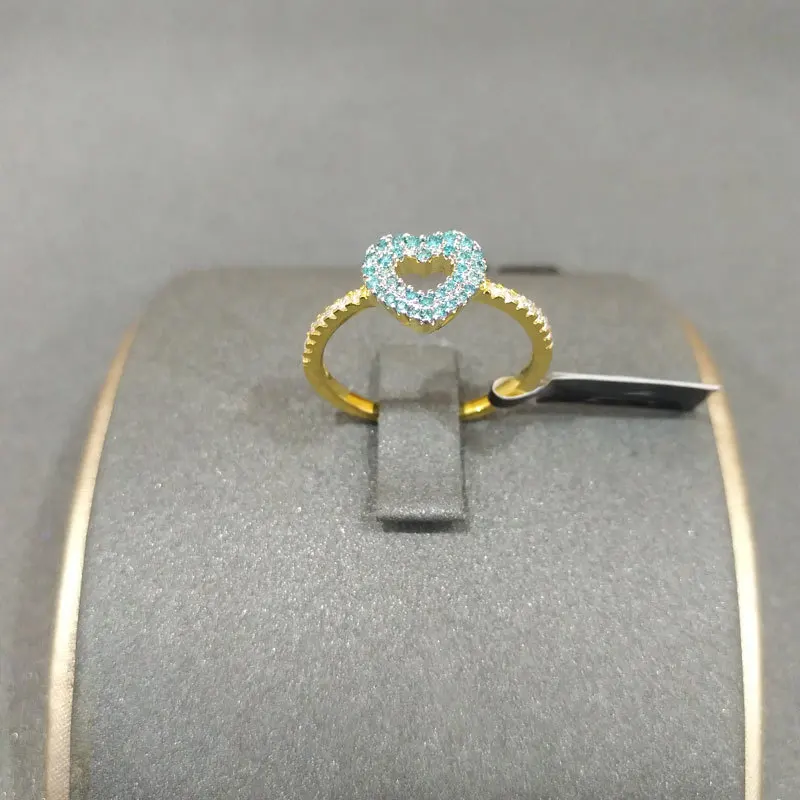 Ченый s925 серебро кольцо августа Новый озерно голубой в форме сердца Женская мода