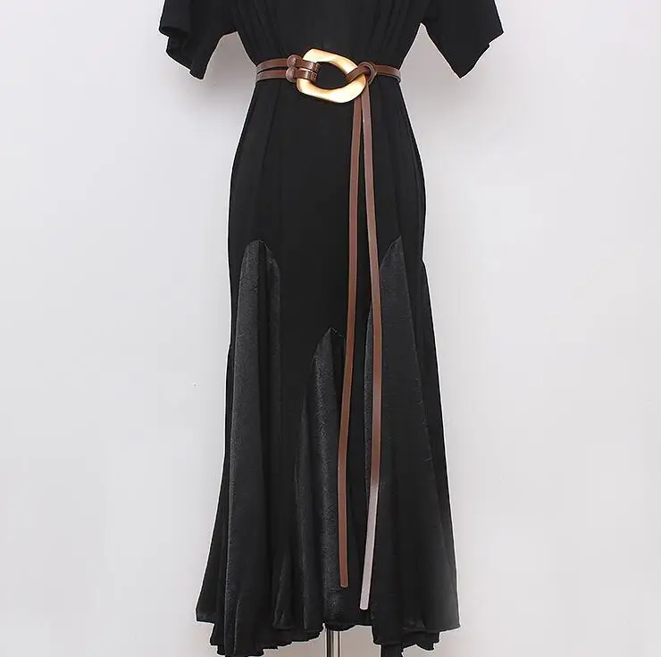 

Women's runway fashion metal buckle PU leather Cummerbunds female Dress Corsets Waistband Belts decoration wide belt R3129