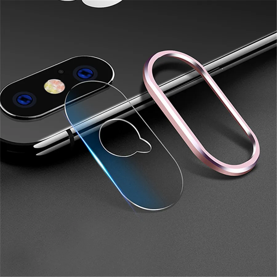 Для iPhone 11 Pro Max защита для камеры объектив из закаленного стекла+ металлический задний чехол для объектива для iPhone XS Max X 8 7 Plus стеклянный чехол - Цвет: Rose gold