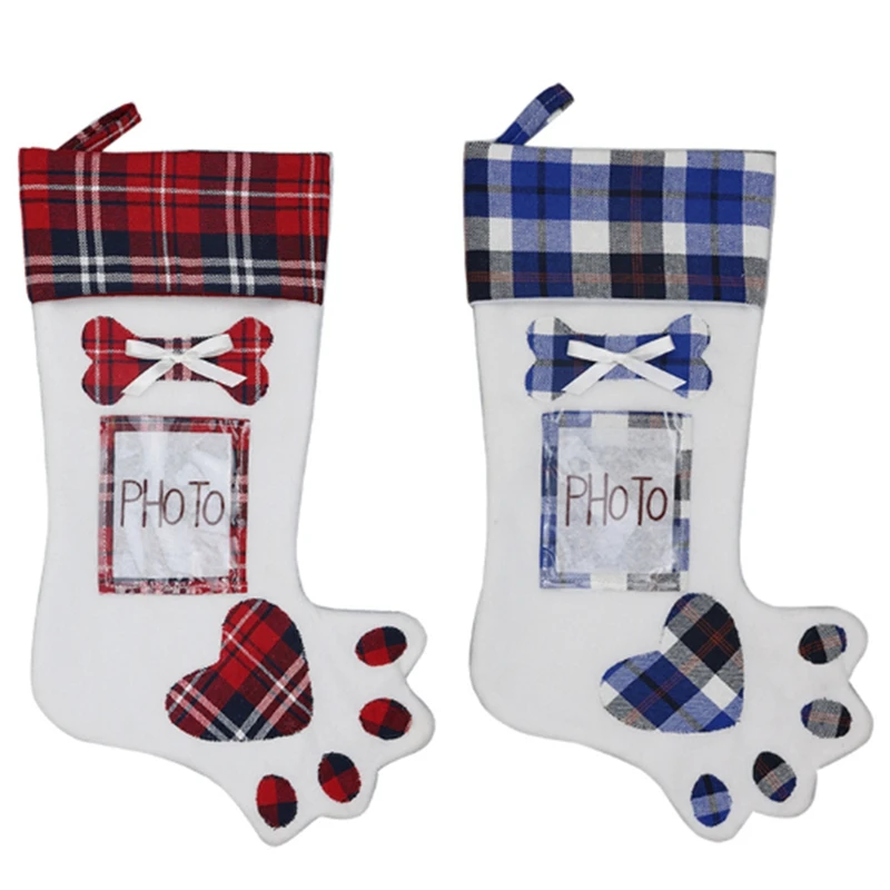

2Pcs Christmas Tree Hanging Party Tree Xmas Decor Christmas Stocking Gift Candy Bags Lovely Gift Bag For Children 48.5Cm