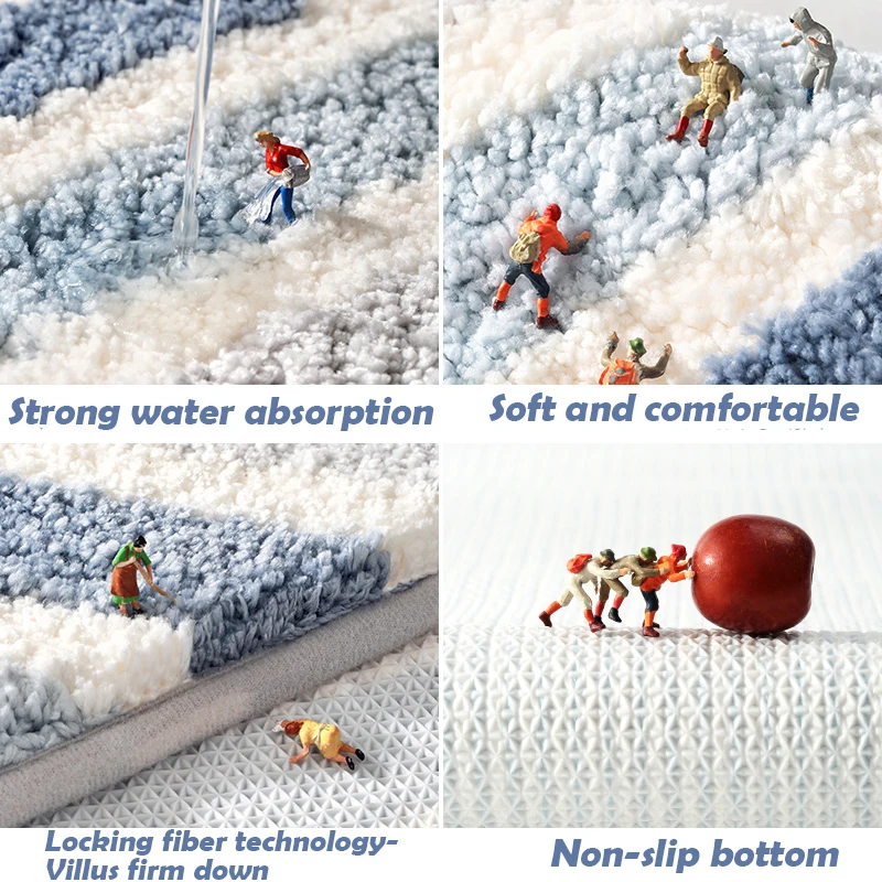 flocking super absorbent bathroom mat soft non slip bath rugs simplicity geometry floor mat home decoration living room carpet free global shipping