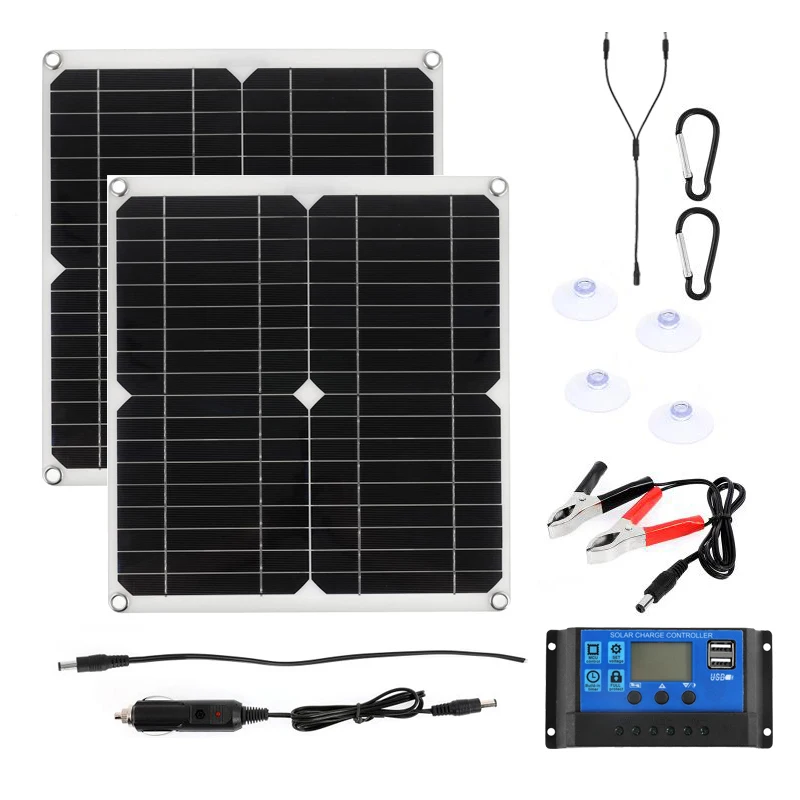 Дешево 200W Панели солнечные Dual 18V/12V/5В USB с 30A контроллер Водонепроницаемый солнечных батарей клетки для автомобиля яхты на колесах Батарея Зарядное ...