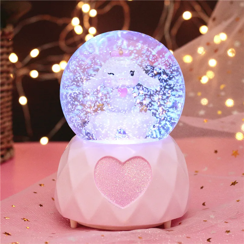 

Modern beautiful ins wind fantasy long ear rabbit glitter music snowflake crystal ball resin decoration birthday gift