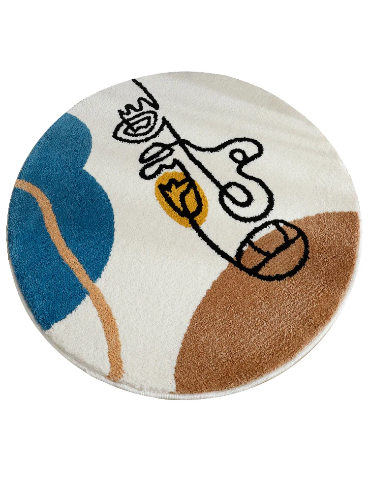

Living Room Bedroom Carpet Face round Abstract Carpet Graphic Customization Dust-Absorbing Disposable