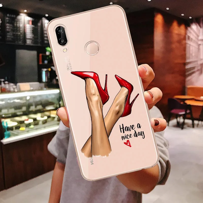 TPU Clear Soft Case For Huawei P30 Lite P30 Pro P20 Lite P20Pro Mate 10 20 Pro Mate 20 Lite Black Brown Hair Baby Mom Girl Cover - Цвет: TPU
