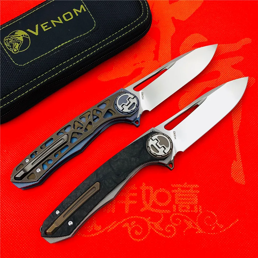 Складной нож VENOM BONE DOCTOR M390 из титана CF карманный кухонный для кемпинга охоты