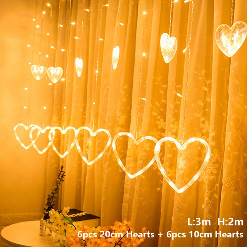 6 Big 6 Small Hearts Рождественское украшение для дома, светильник, Рождественский светодиодный наружный Рождественский светильник, s декор, год, украшение для рождественской елки - Цвет: 6 Big 6 Small Hearts