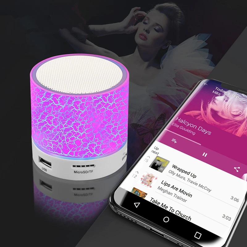 Беспроводной портативный Bluetooth динамик мини светодиодный музыкальный аудио TF USB