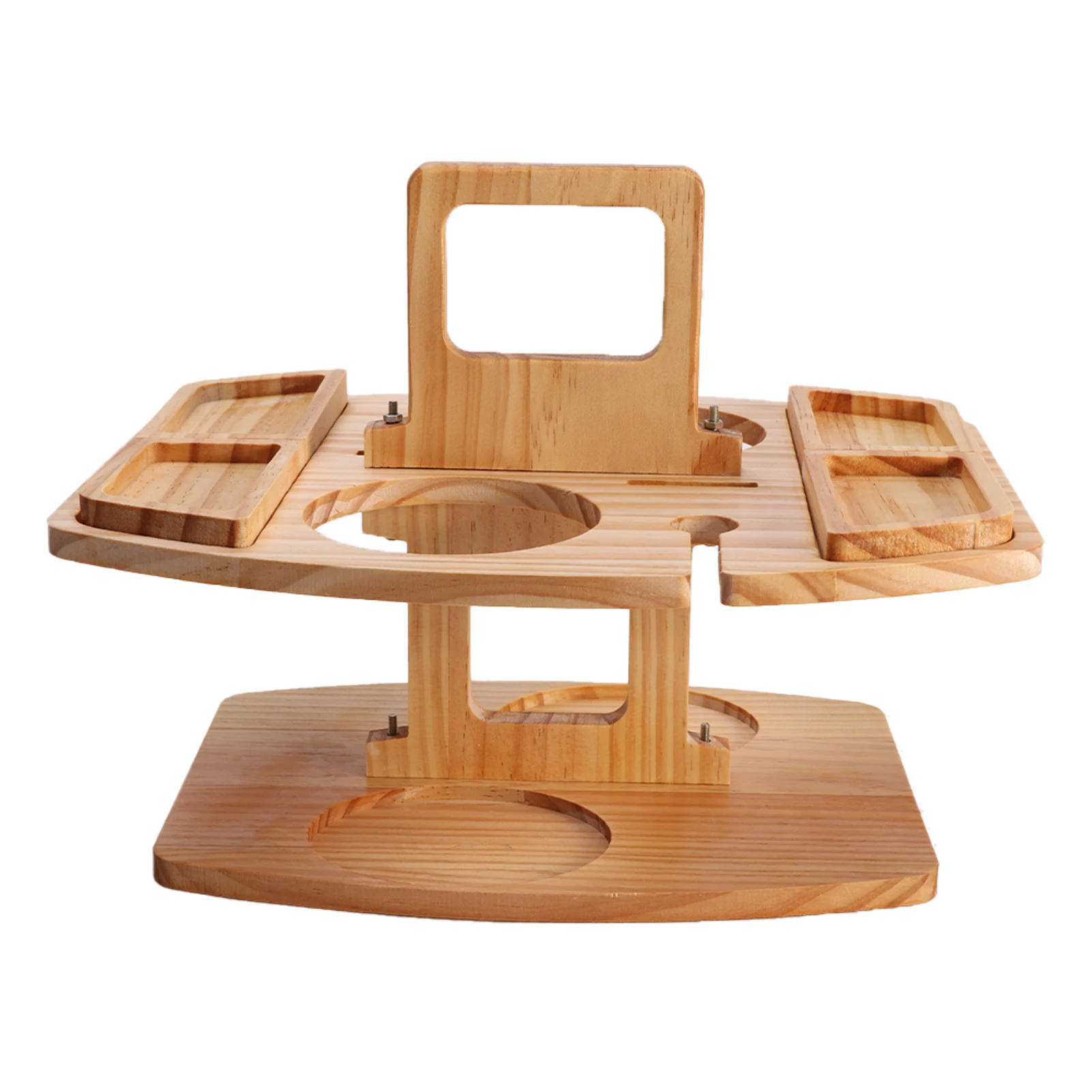 

Garden Snack Tray Furniture Barbecue Lightweight Portable Wine Rack With Glass Holder Outdoor Camping Home Wooden Picnic Table