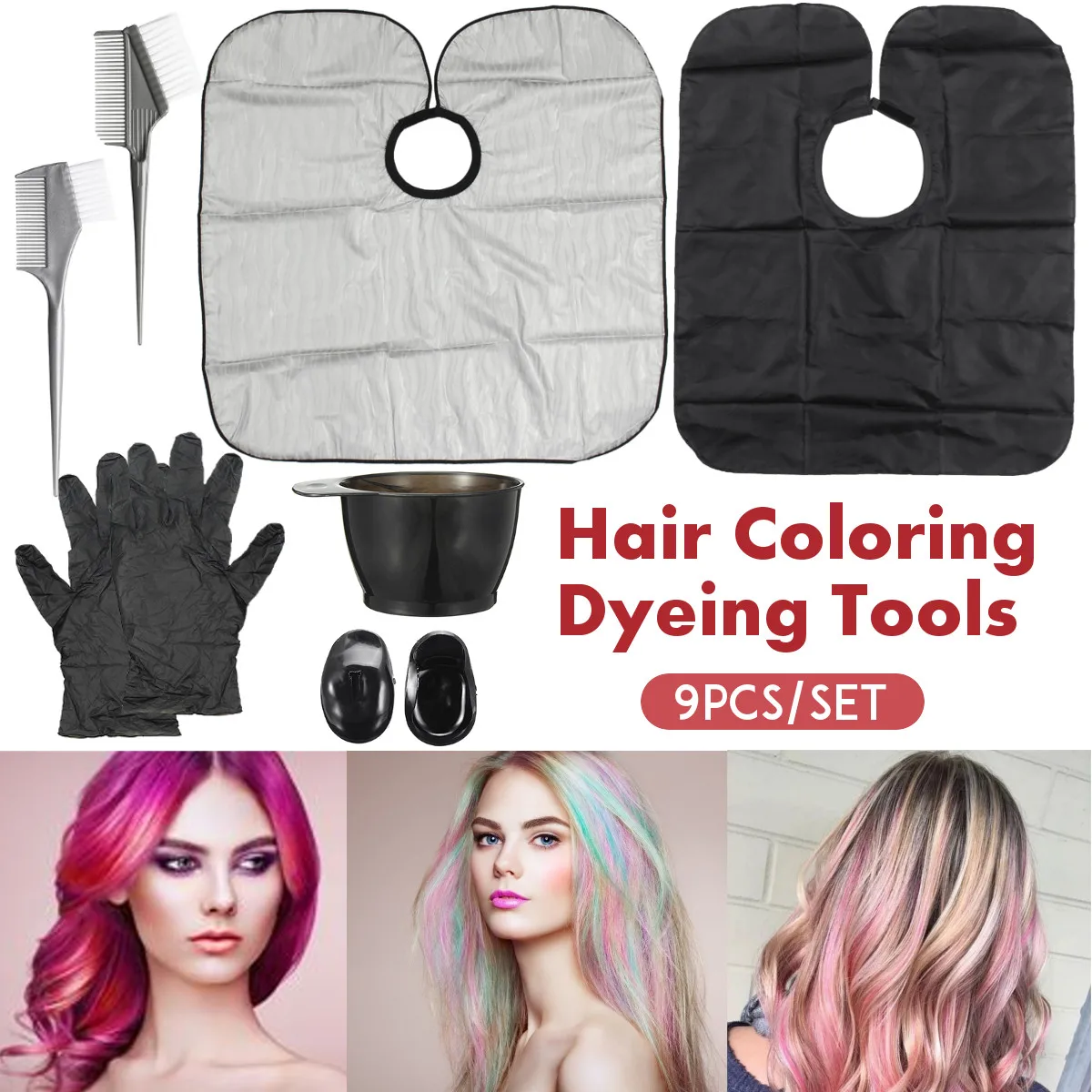 

7Pcs/Set Large Size Professional Salon Hair Dye Set Quality Hair Color Brush Comb Mixing Bowl Tint Tool Headed Brushes Set