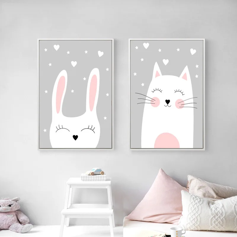 Милые животные мультфильм белый медведь холст украшение живопись улыбка кот