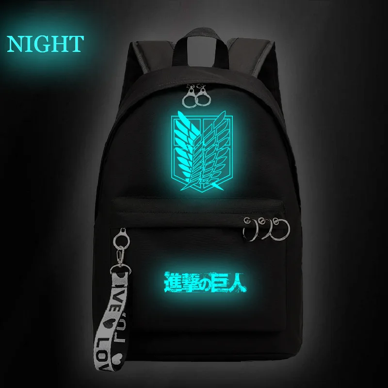 

Светящийся рюкзак с аниме «атака на Титанов» для девочек и мальчиков, дорожные сумки для подростков, детские школьные ранцы для ноутбука