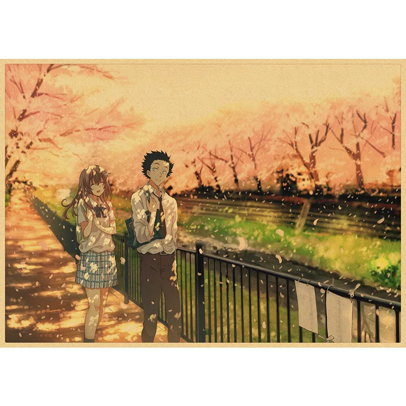 Плакаты из крафт-бумаги с тихим голосом Классические Японские Мультяшные кино