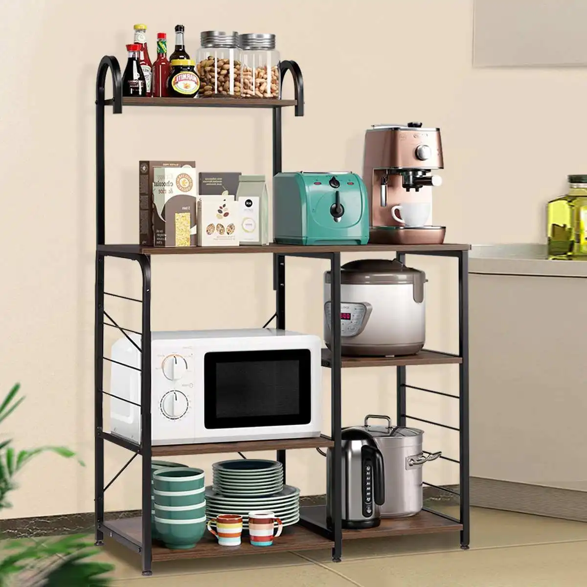 

Stainless Steel Kitchen Shelf Landing Multi-layer Thickened Household Microwave Oven Dish Shelf Condiment Storage Shelf
