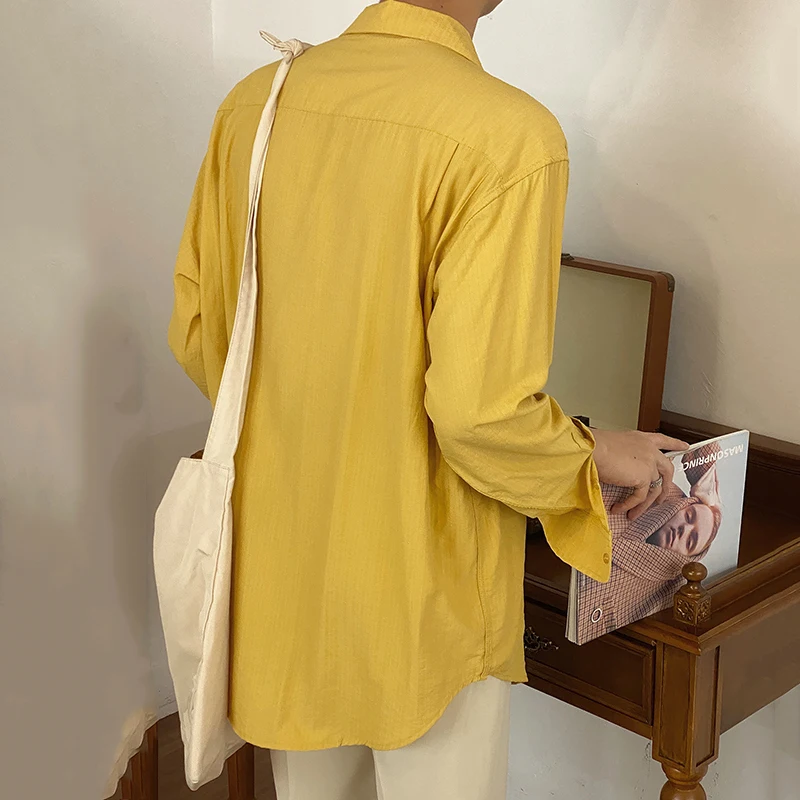 

IEFB 2021 Spring New Lightweight Long Sleeve Shirt Men's Korean Trend Loose Casual White Shirts Single Pockets Tops 9Y6928