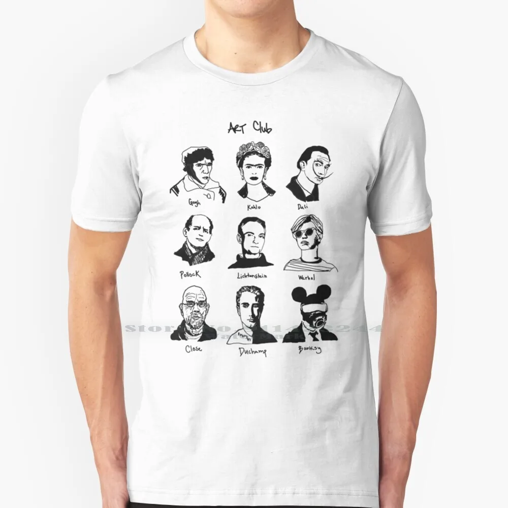 

Экстра футболка для художественного клуба, 100% чистый хлопок, художники, граффити, дали, патрон, закрытый Джексон, Поллок, Бэнкси, Винсент, Ван...