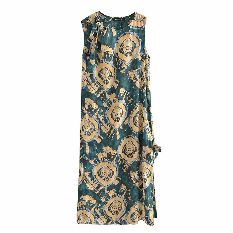 

New Dress Women Summer Tie Dye Elegant Vogue Chic Lady Maxi Dress Woman Vintage Dresses