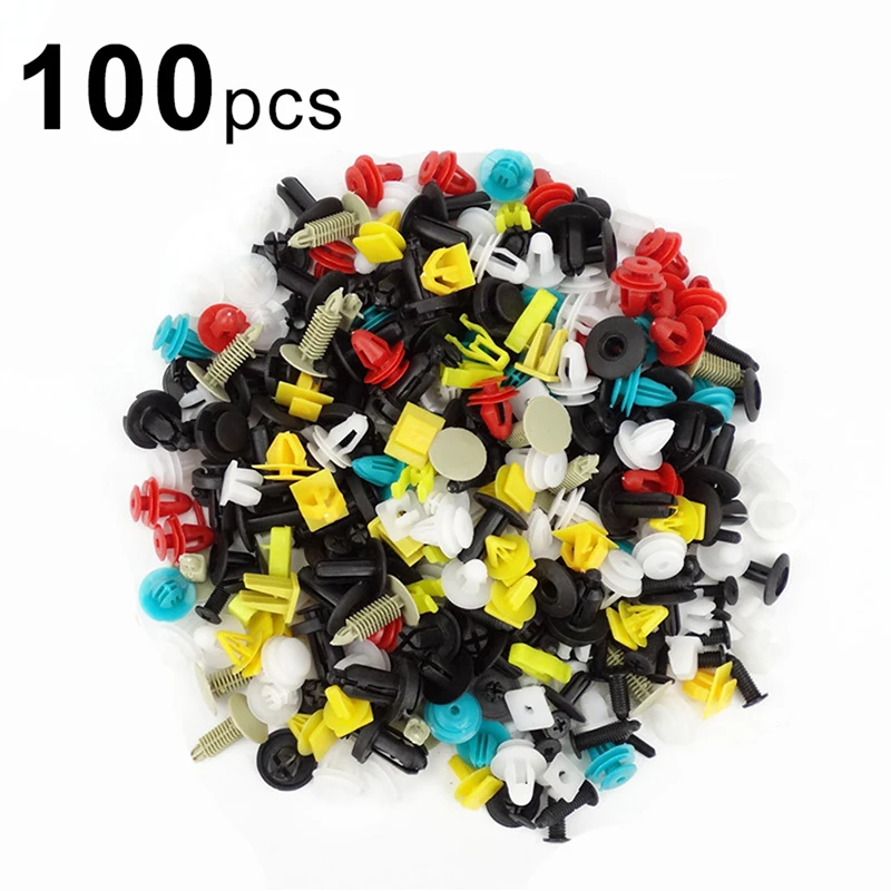

100Pcs Universal Mixed Auto Fastener Car Bumper Clips Retainer Car Fastener Rivet Door Panel Fender Liner High Quality And New