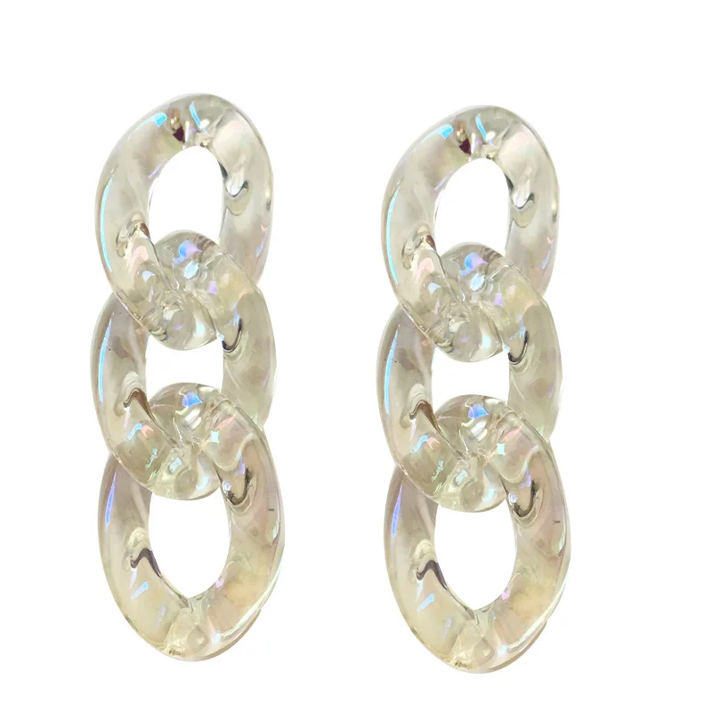 

CH-878 S925 silver Korean simple temperament transparent twist chain earrings fresh wild earrings women