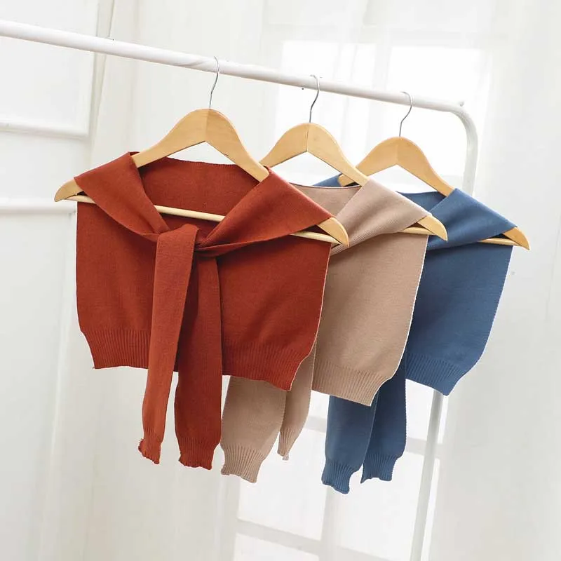 Однотонная вязаная детская шаль жилет из искусственного кашемира Детская