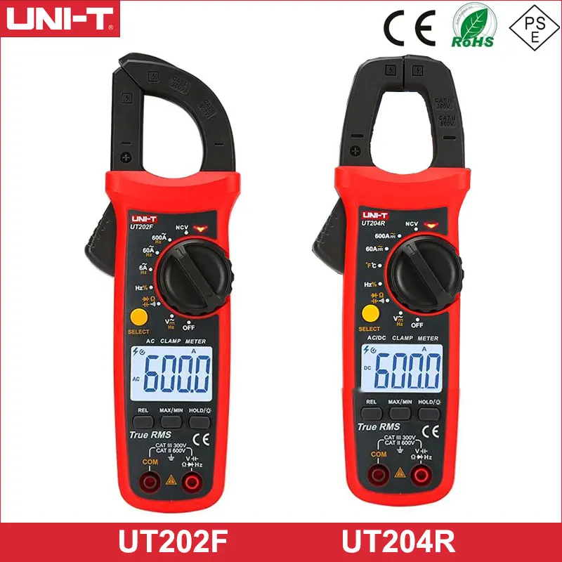 

UNI-T UT202F UT204R Digital Clamp Meter AC DC Current Amperometric Clamp Voltammeter True RMS Voltage Tester Frequency Meter