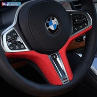 ultrasuede wrap top suede car steering wheel cover trim decor sticker for bmw m3 g80 g81 2020 2021 2022 m4 g82 g83 accessories