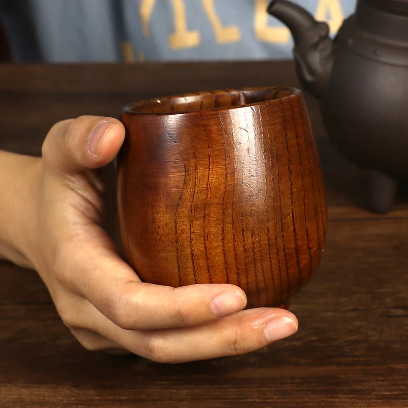 

Jujube Wood Cup Wooden Cup Breakfast Beer Milk Drinkware Green Tea Cup water bottle Primitive Handmade Natural Spruce