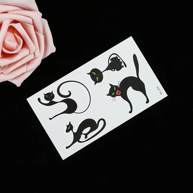 

2021 Temporary Tattoo Sticker Horror cat bat Halloween Terror Wound Realistic Blood Injury Scar Tattoo Sticker Makeup Body Art