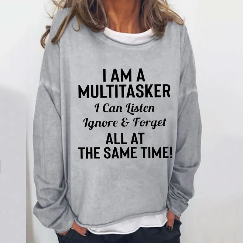

Letter Print Sweatshirt Autumn Winter Women Round Neck Long Sleeve Cotton Pullover Female Vintage Casual Sweatshirts