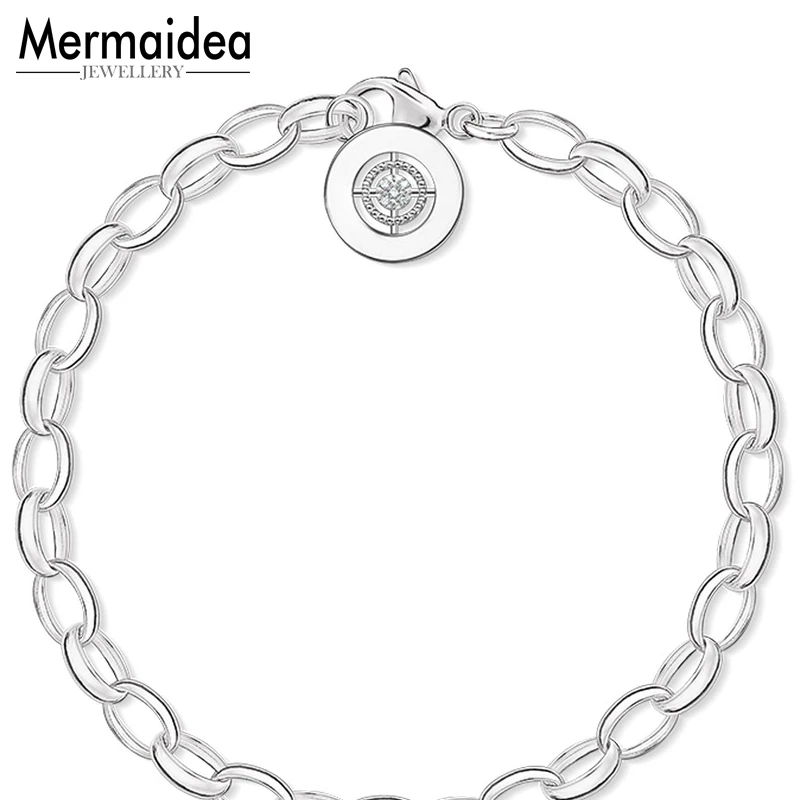 Классические базовые браслеты с серебряным покрытием и белым цирконием цепочка