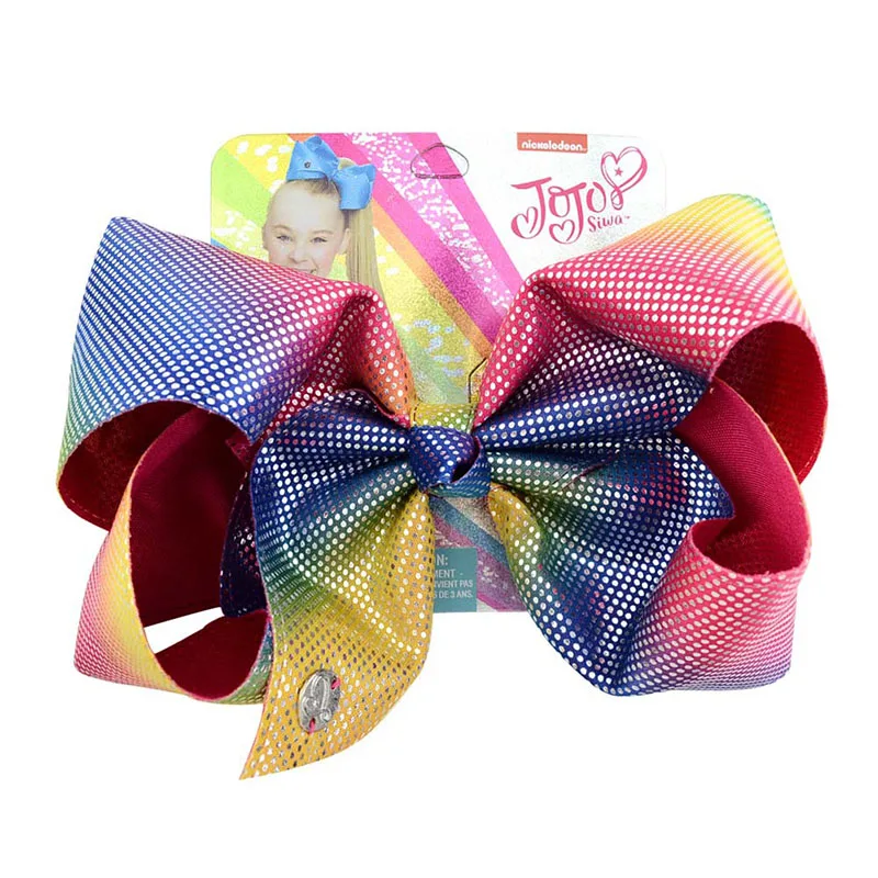 

8" Rainbow JoJo siwa Bow With Hair Clip For Kids Handmade Boutique Knot Jumbo Hair Bow Hairgrips Hair Accessories Dacing Girl