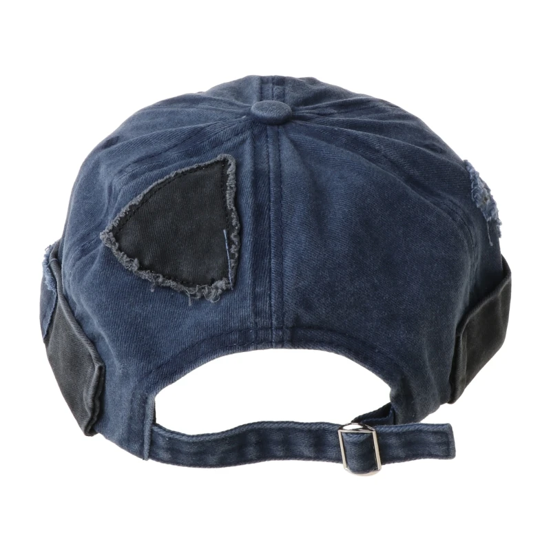 

Unisex Retro Patch Washed Distressed Hole Beanies Cap Contrast Color Brimless Hip Hop Landlord Docker Sailor Skull Hat