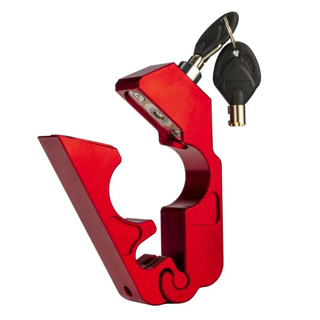 

Red Universal CNC Aluminum Motorcycle Handlebar Lock Anti-Theft Security with 2 Keys for Motorcycle Bike ATV Scooter