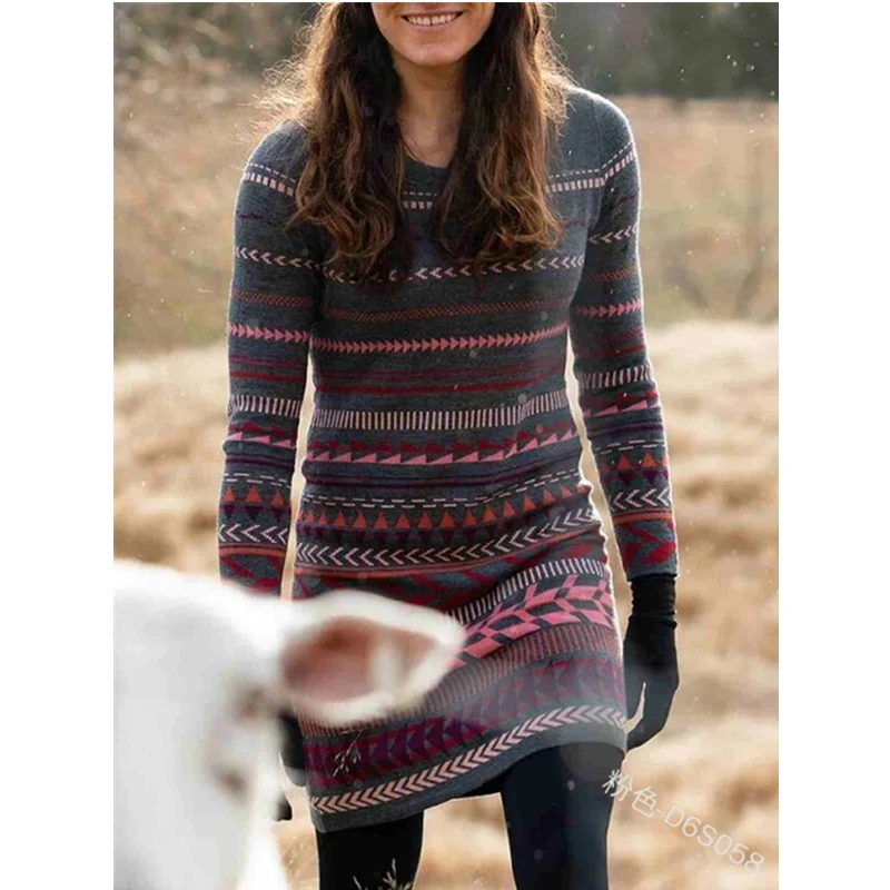 

WEPBEL Women Autumn Winter Vintage Folk Stripe Patchwork Pullover Sweatshirt Ladies Elegant Long Sleeve O Neck Slim Fit T-shirt