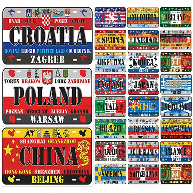 

Country/Region Design Metal Tin Sign Retro Vintage Plaque Art Poster Bar Pub Club Decoration Iron Painting Wall Sticker 20X30Cm