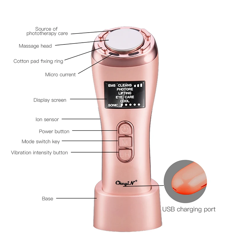 

Vibration Ions Photon Face Lift Machine Skin Rejuvenation Cold Hot Face Deep Cleaning Pore Cleaner Wrinkles Acne Remover Massage
