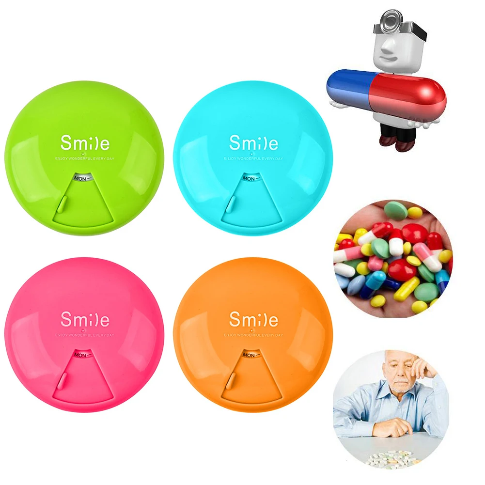 

One Week Kit Outdoor Travel Portable 7-Compartment Tablet Dispenser Portable Four-color Medicine Storage Tool